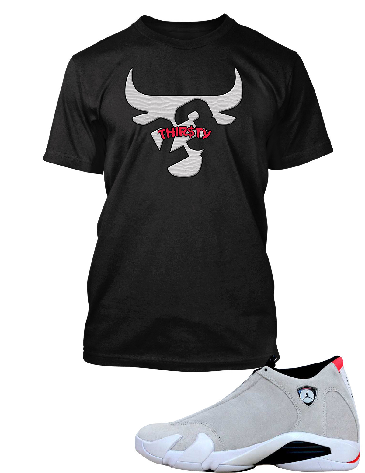 Men Bull Tee Shirt to Complement Jordan 14 Desert Sand Graphic Sneaker Big Tall gallery