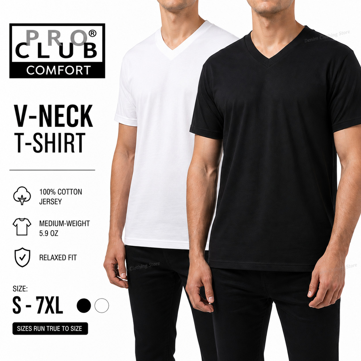 PRO CLUB V NECK T SHIRTS PLAIN MENS COMFORT SHIRT SHORT SLEEVE BIG AND TALL gallery
