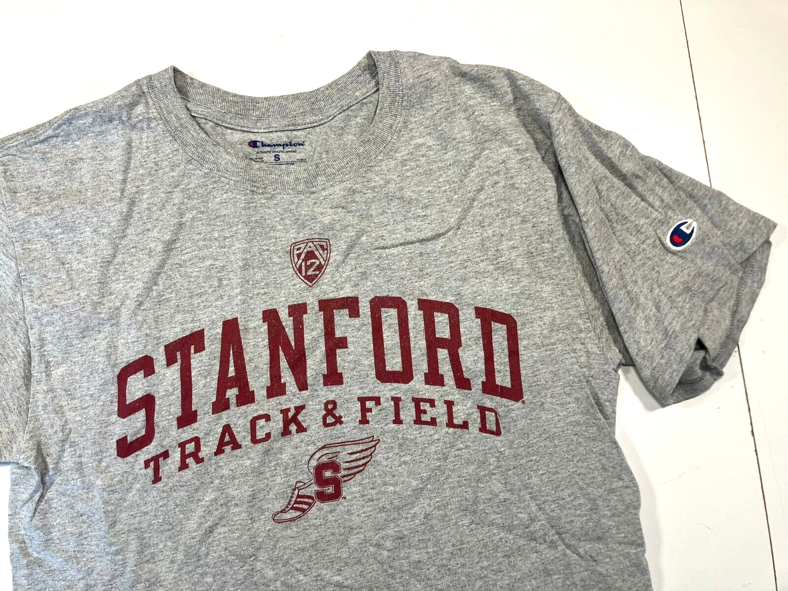 STANFORD UNIVERSITY Gray PAC=12 COLLEGE TRACK & FIELD T-SHIRT Running Team SMALL gallery