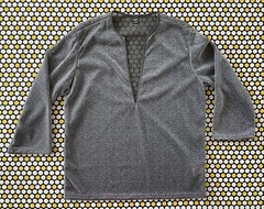 Manfinity Gray Size L Sheer Mesh Tinsel Metallic Long Sleeve V-Neck Tee
