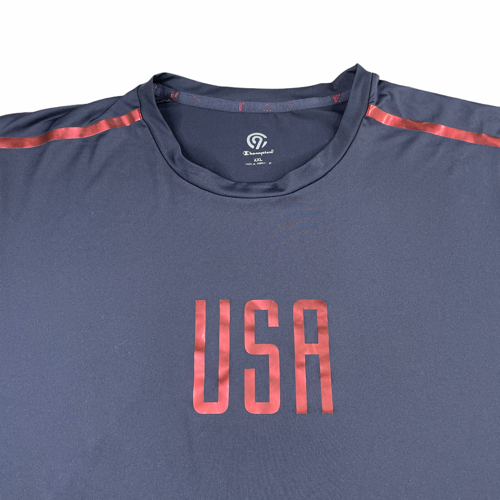 Champion USA Mens T-Shirt Size 2XL Black Short Sleeves Shiny Graphic Active Tee gallery