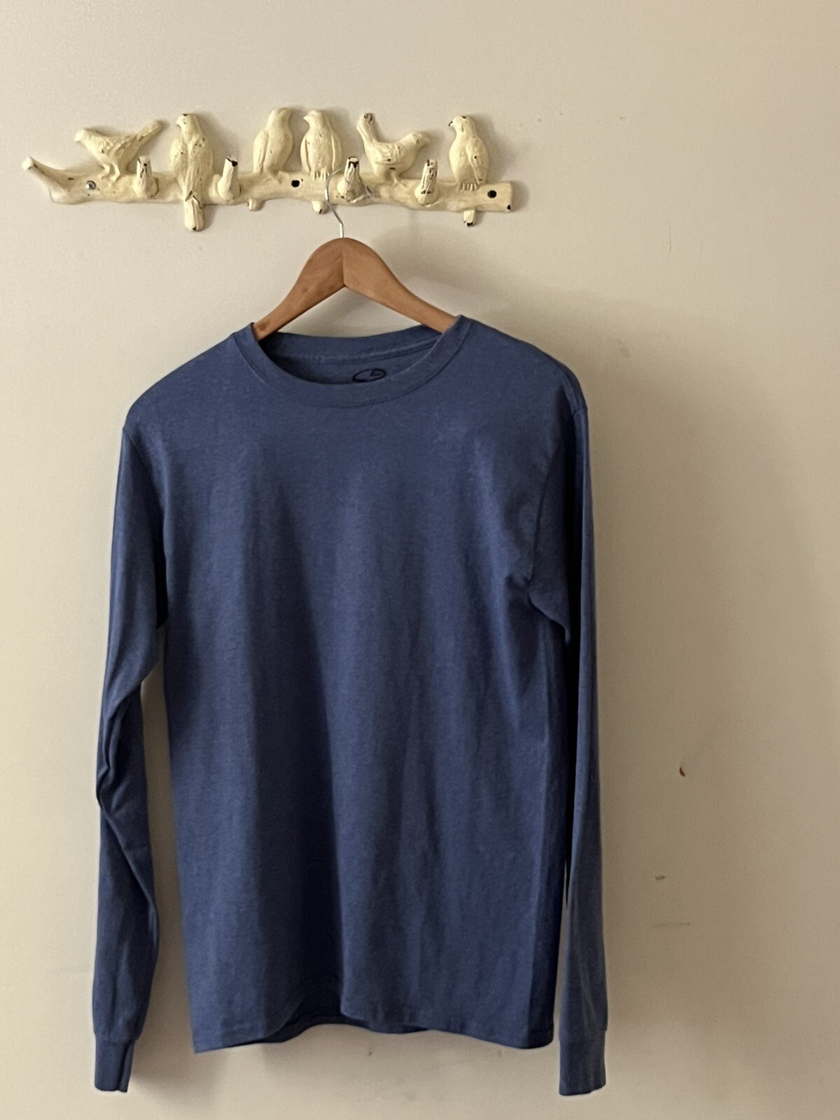 Champion Long Sleeve Dark Blue T-Shirt, Basic, Conventional