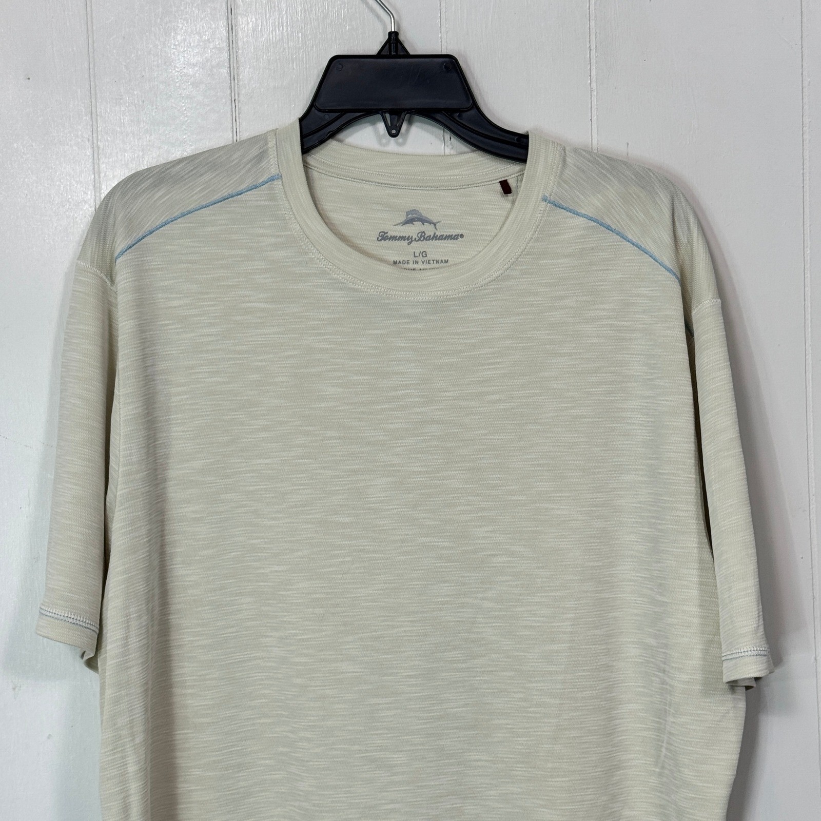 Tommy Bahama Mens L/G Beige Tencel Polyester Short Sleeve T Shirt Beach Casual gallery