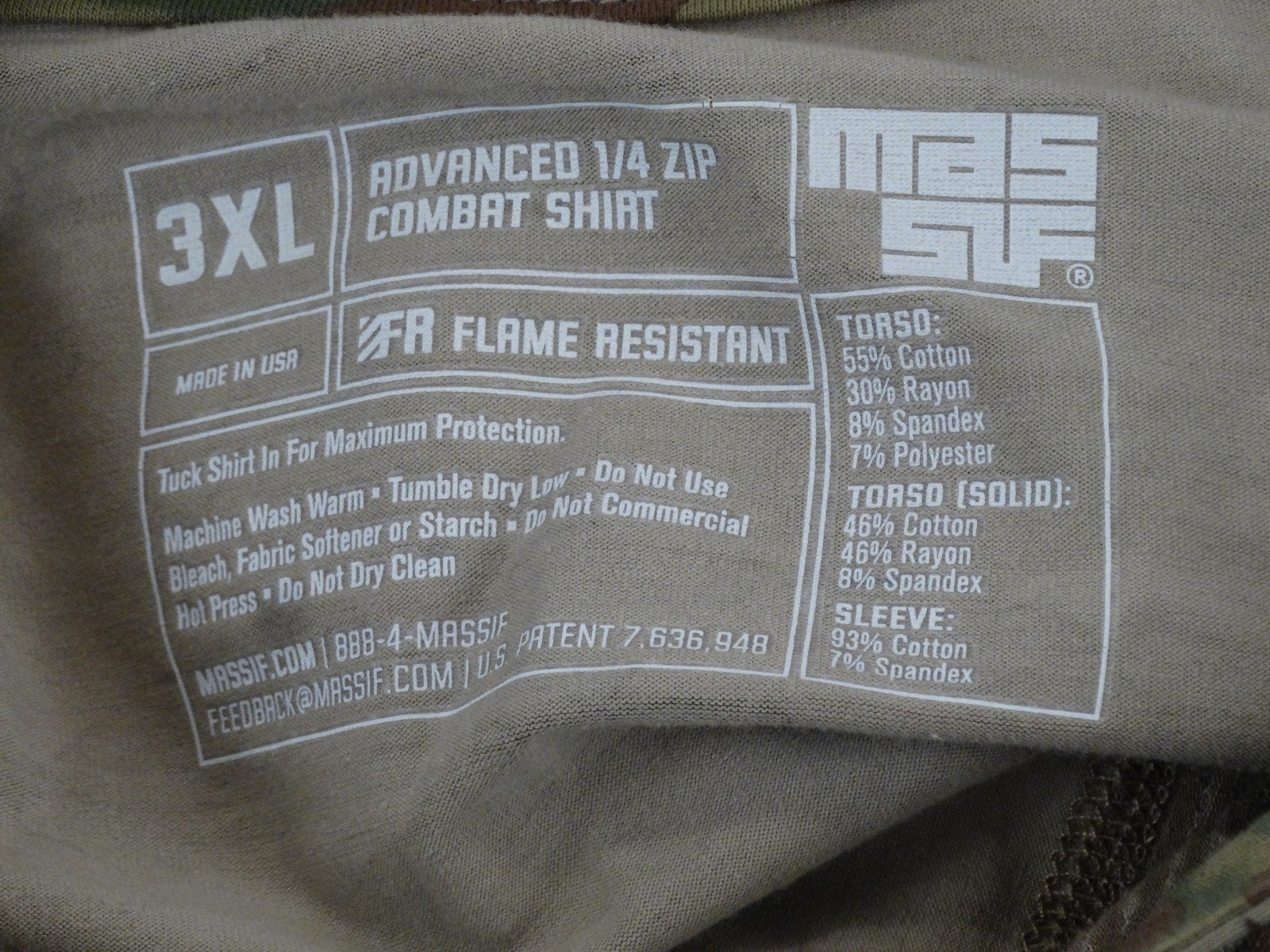 MASSIF Advanced 1/4 Zip Multi/OCP Combat Shirt (sz 3X) gallery