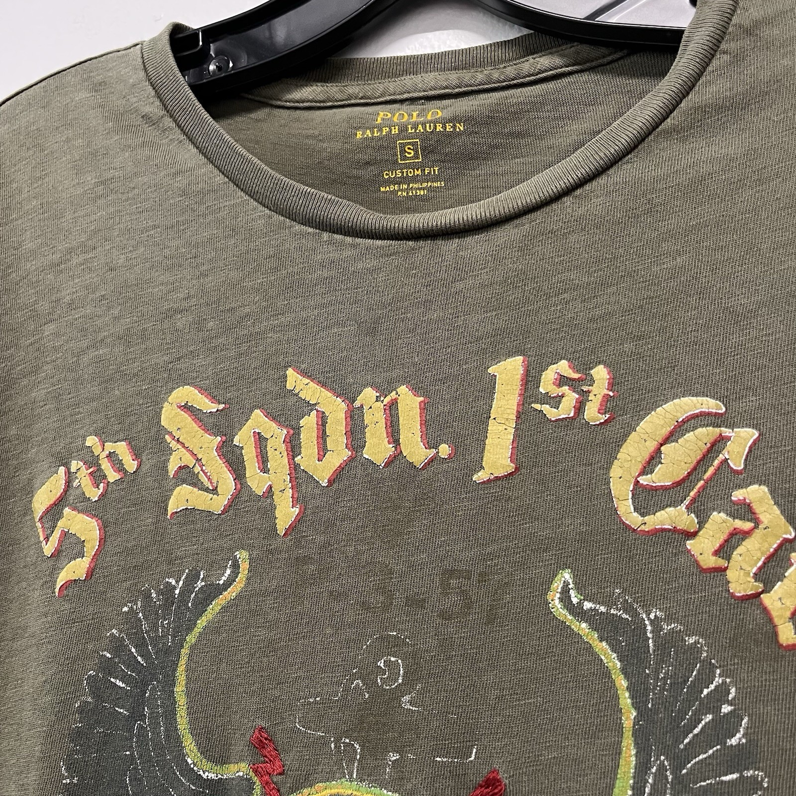 Polo Ralph Lauren US RL 5th Squadron 1st Cavalry Guam Green Tee Shirt Size S gallery