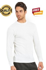 Thermal Shirt COTTON Warm Medium Weight Long Sleeve Crew Neck Waffle Men’s