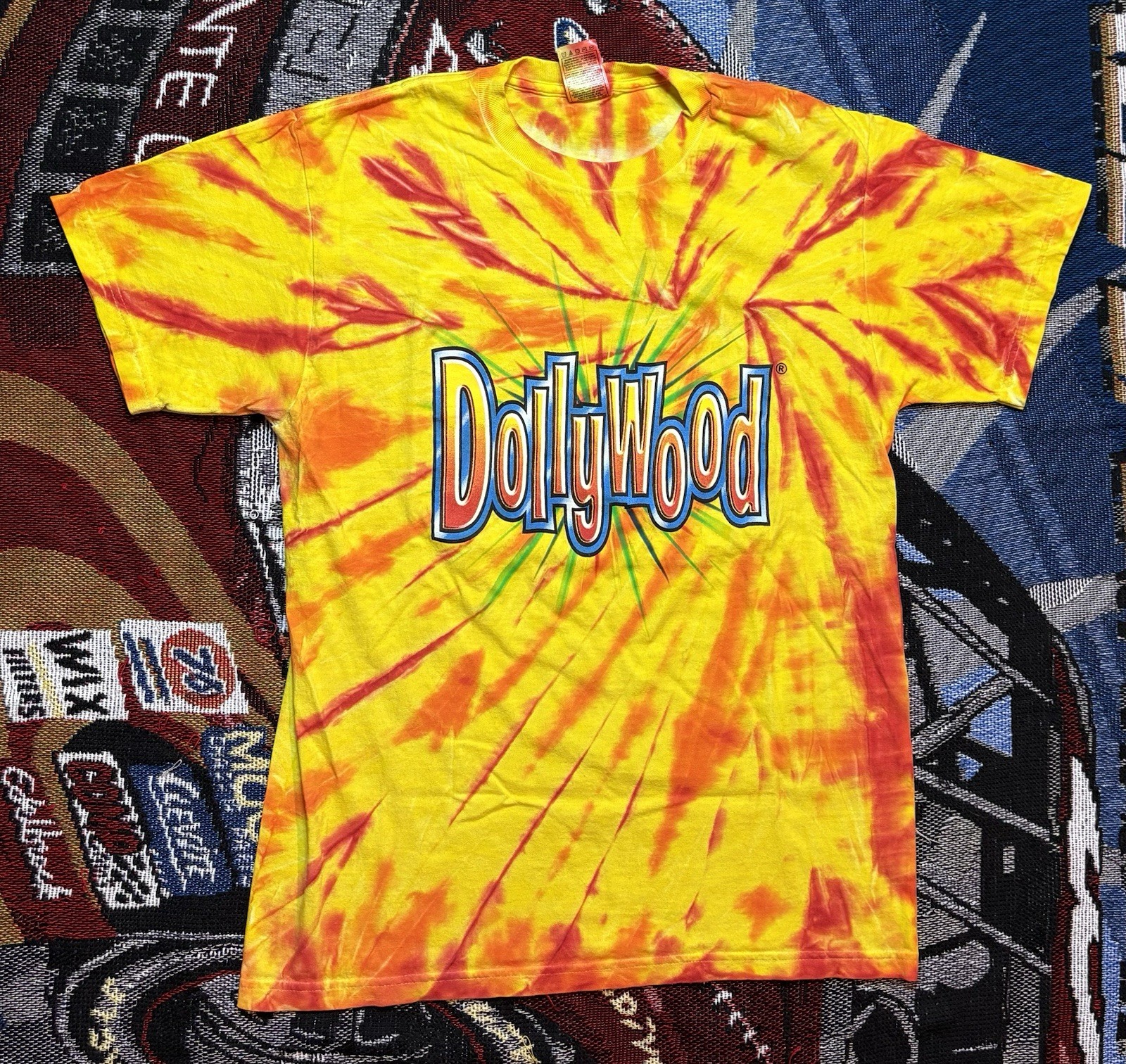 Vintage Dollywood Shirt Theme Park Medium Orange Tie Dye Souvenir Graphic Tee gallery