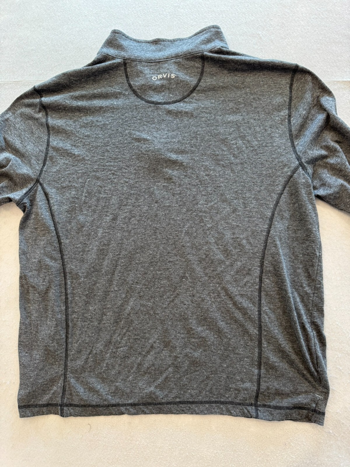 ORVIS Shirt Mens Extra Large Gray Logo 1/4 Zip Stand Collar Pullover Knit gallery