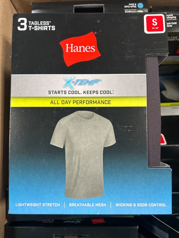 Hanes X-Temp Men’s All Day Performance T-Shirts 2 Black 1 Gray 3 Pack Small NEW
