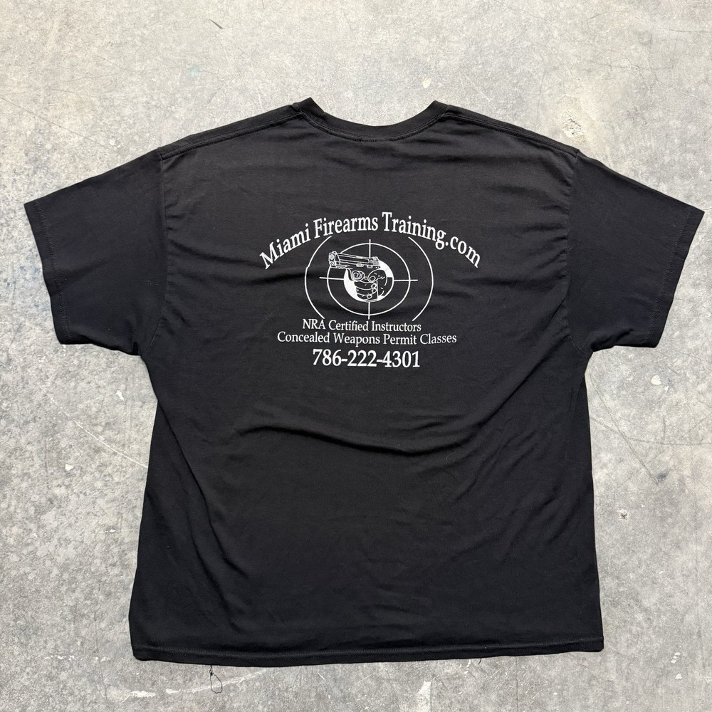 VTG 2000s Miami Firearms Training T-Shirt Website Promo Black Y2K XL Target