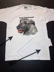 Vintage: NOS Irish Wolfhound . Large White T. Single Stitch. USA. Teletrend