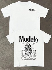 Modelo Graphic Print Men’s 100% Cotton T-Shirt, Casual Sports Style Top T-Shirt