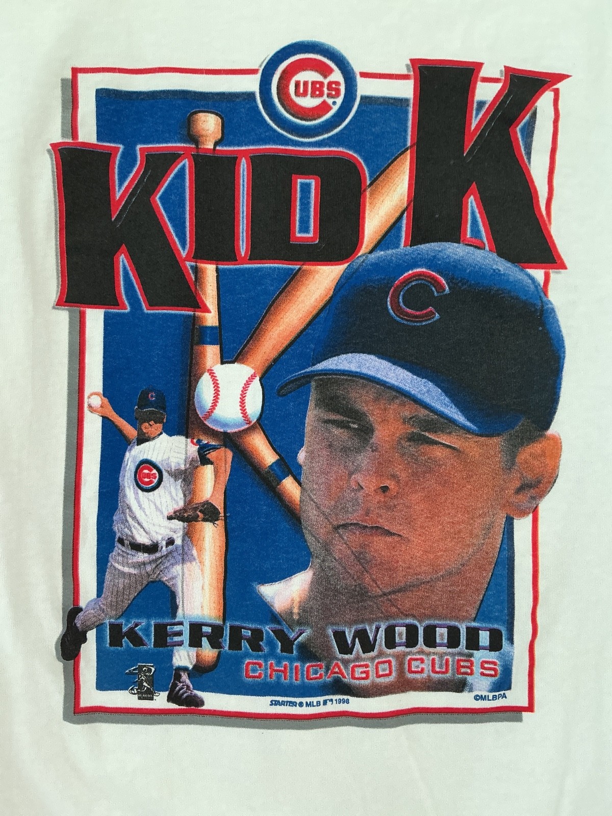 Vintage 90s Starter Chicago Cubs Kerry Wood KID K 1998 20K t Shirt sz XL