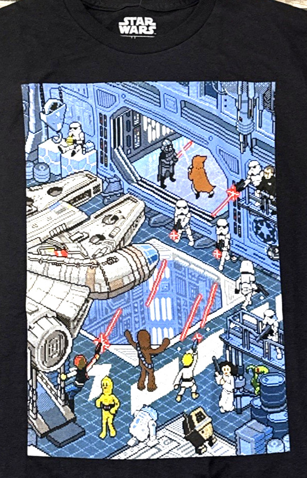2016 Star Wars Hanger Battle A New Hope R2-D2 Leia Luke Han Solo T-Shirt Size M gallery