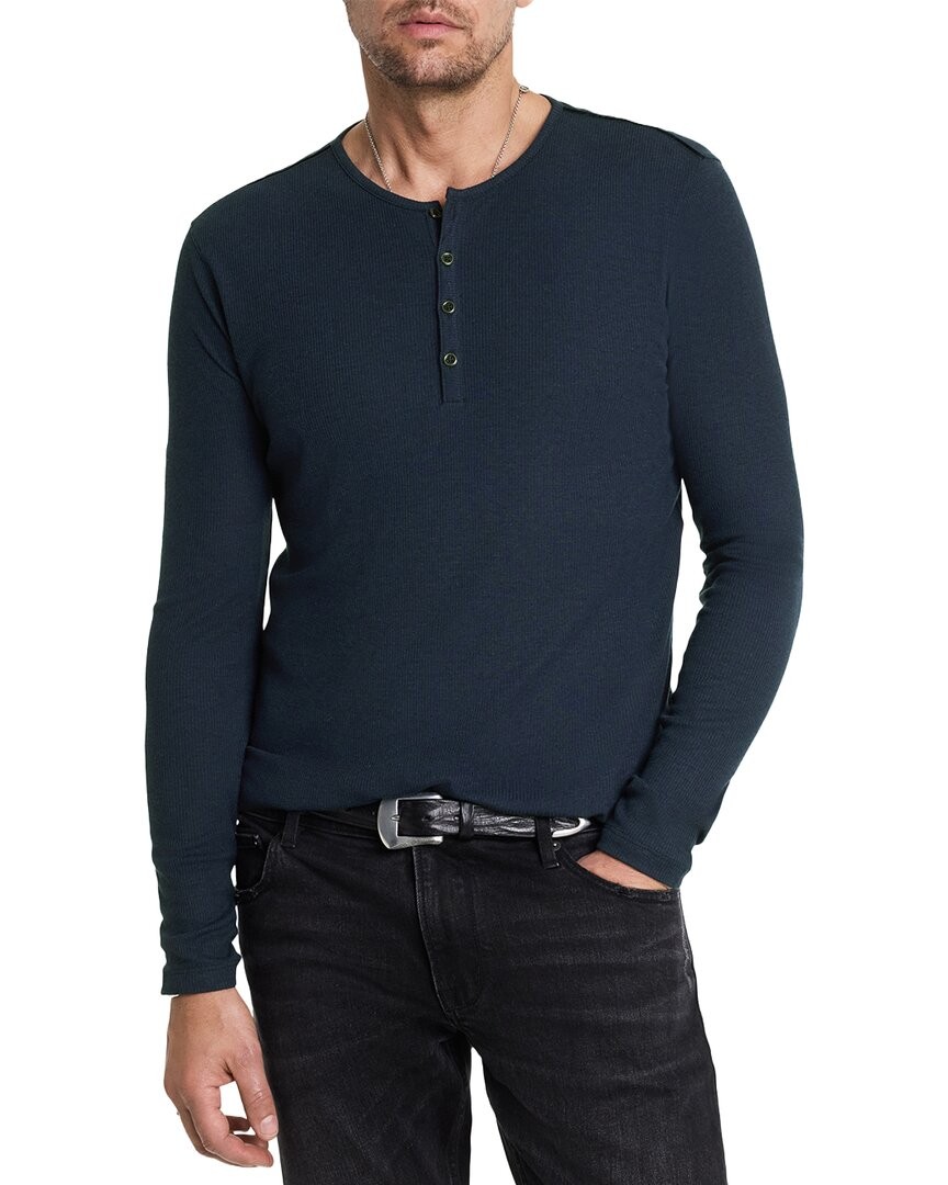John Varvatos Carver Regular Fit Wool-Blend Henley Men's Blue Xl gallery