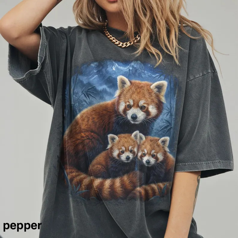 Vintage Red Panda Family Comfort Tee Soft Shirt Gift Animal gallery