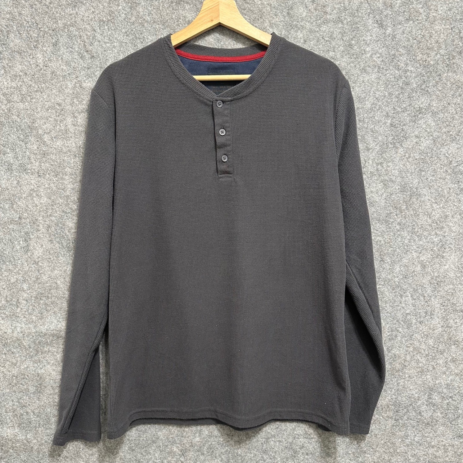 Nomad Henley Shirt Mens Medium Gray Waffle Knit Long Sleeve Casual Pullover gallery