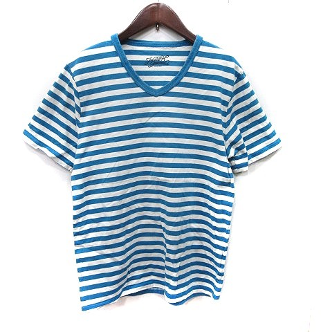Journal Standard Tshirt Cut and Sew Border Short Sleeve L Blue White /YI Men's gallery