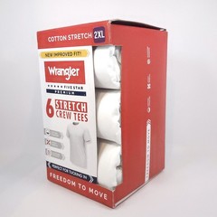 Wrangler Men Undershirts White Crew Neck Cotton Stretch Size 2XL Lot of 2 Packs