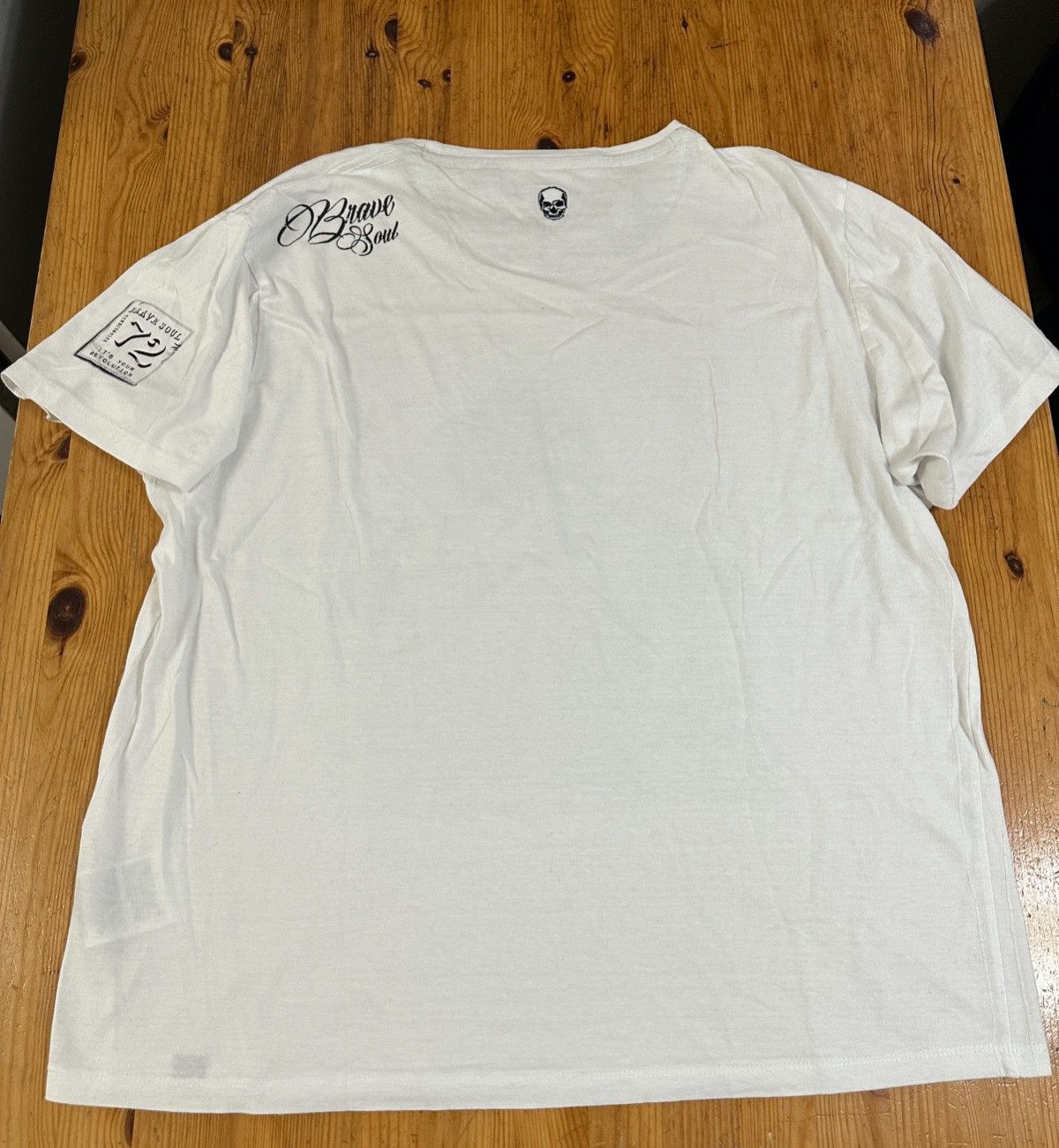 Brave Soul London Men Japanese Skull Dragon Tattoo T-shirt White size XL gallery