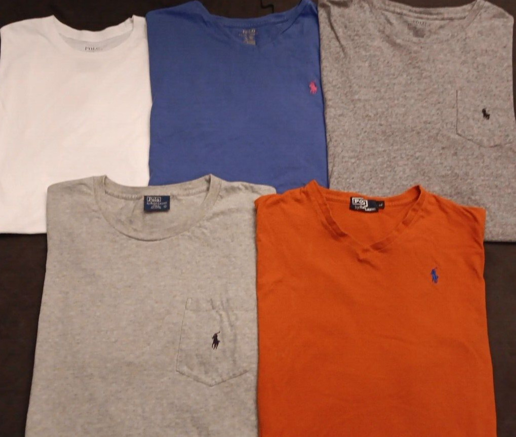 Lot Of 5 Lg Polo Ralph Lauren Solid Color T Shirts Mixed Color Style Age Lot LL0 gallery