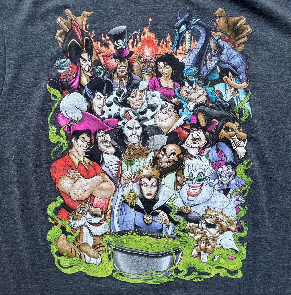 DISNEY VILLAINS Men’s Heather Gray Graphic Tee Shirt sz 2XL