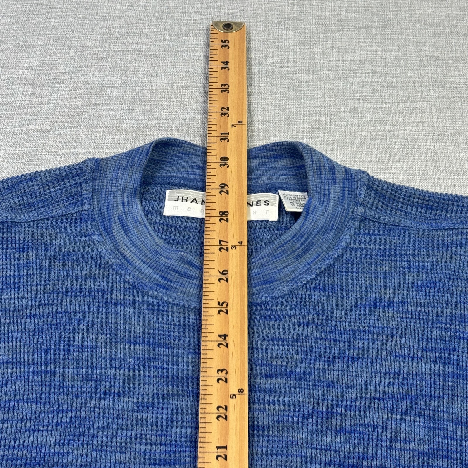 Jhane Barnes Silk T-Shirt Mens Large Blue Striped Crew Neck Short Sleeve gallery