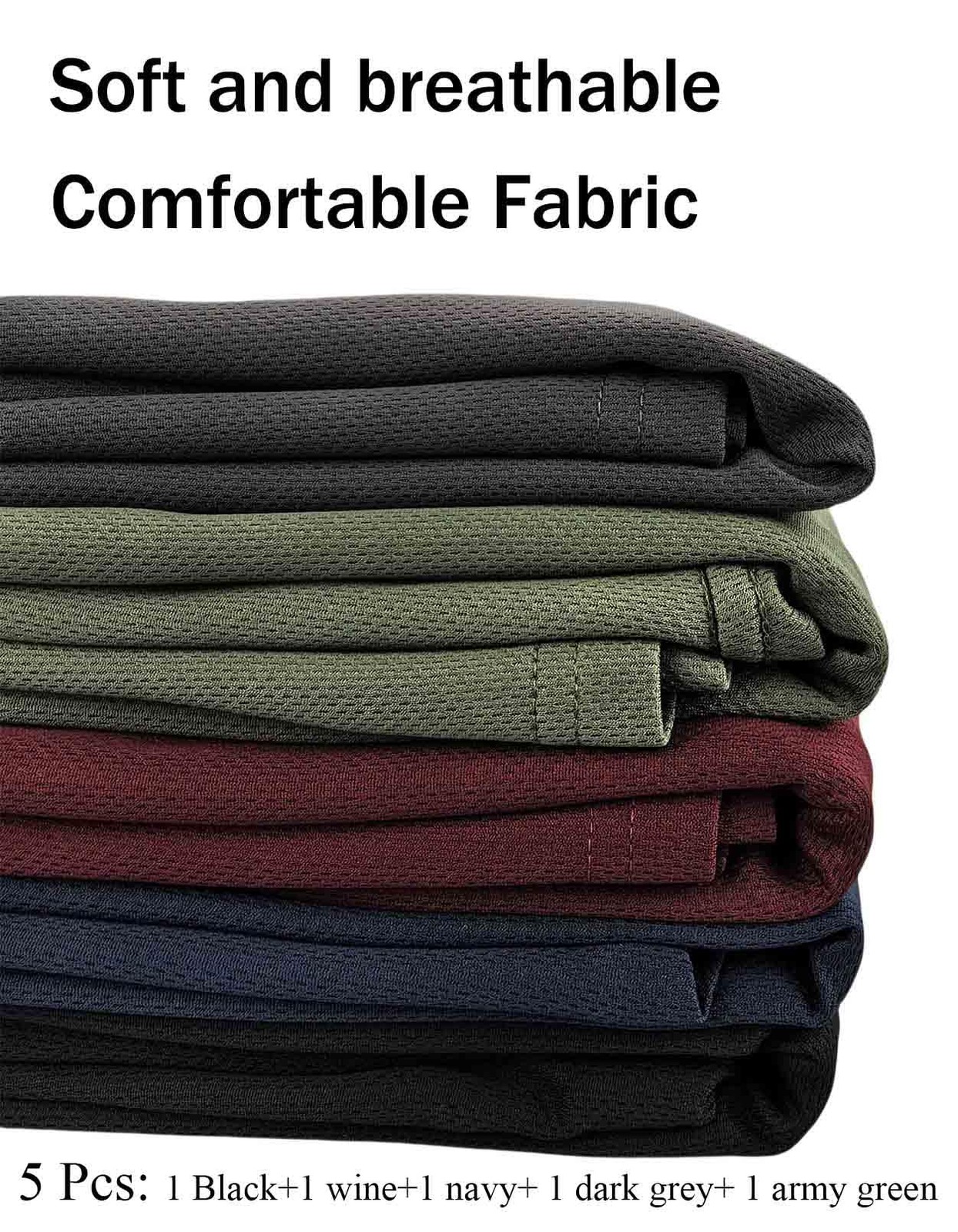 5 Pack Quick Dry Fit Men Long Sleeve T Shirts Sport Casual Construction Work ... gallery
