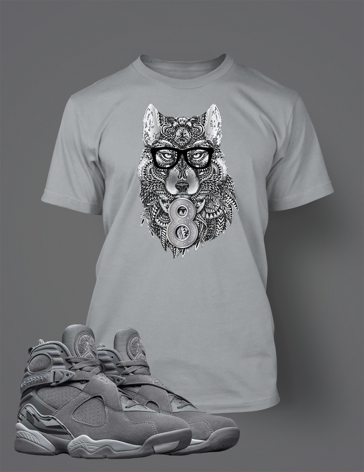 Pro Club Shaka Sport Tee Shirt to Match J8 Cool Gray Sneaker Graphic Wolf Tee gallery