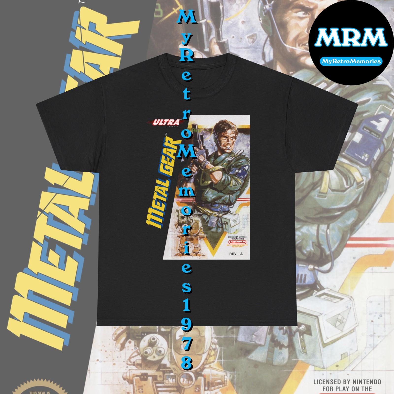 NEW Metal Gear NES Nintendo Box Art Design Black or White T-Shirt S-5XL Free S&H