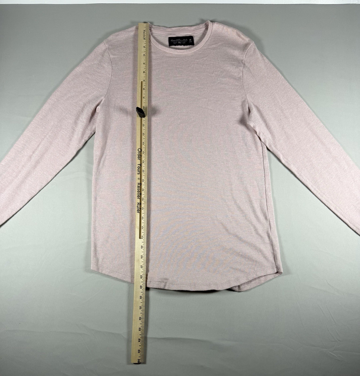 Abercrombie & Fitch Soft A&F Tee Knit T-Shirt Pink Solid Crew Neck Long Sleeve M gallery