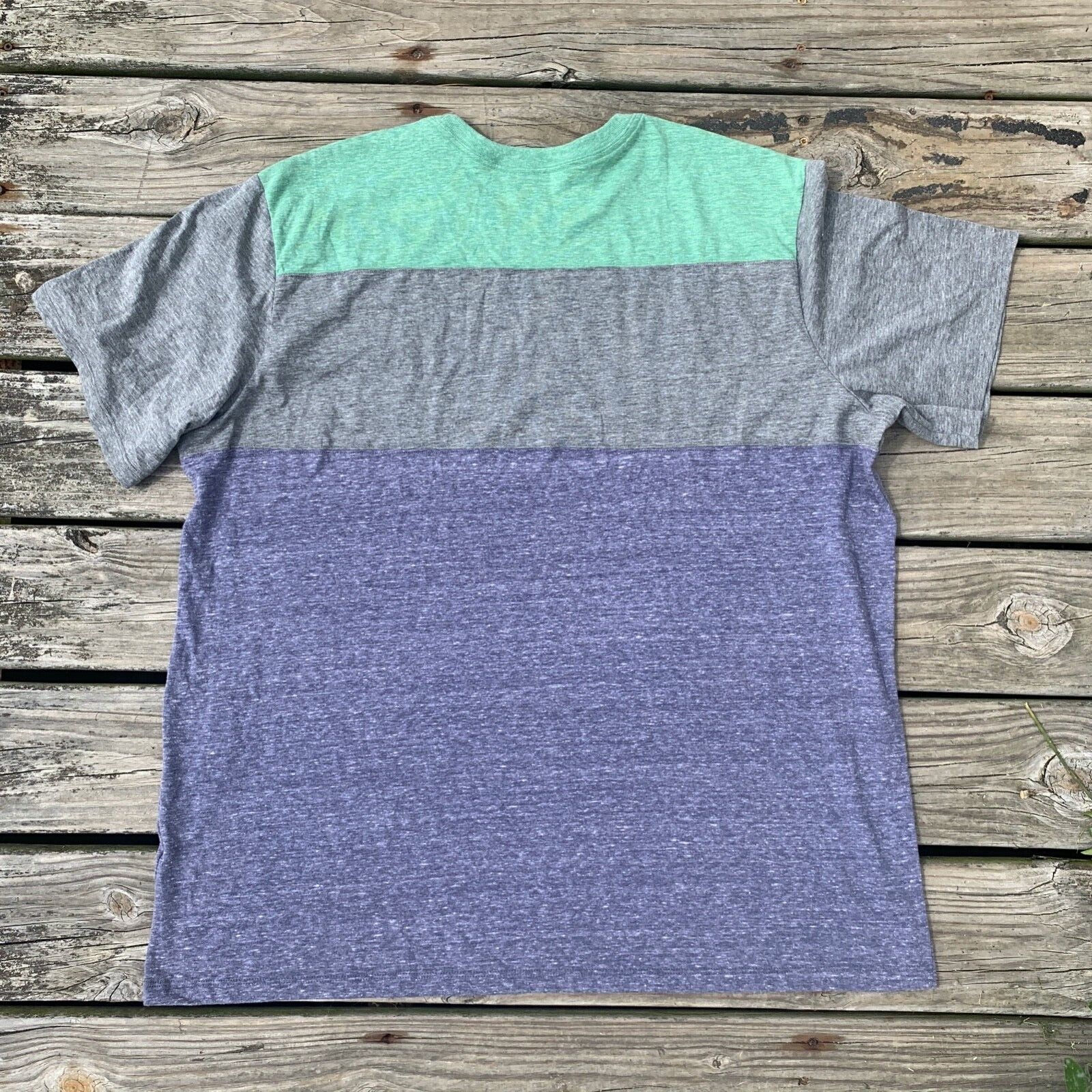 District Shirt Mens 4XL Tri-Blend Color Block Crewneck Tee Kelly/Grey/Navy gallery