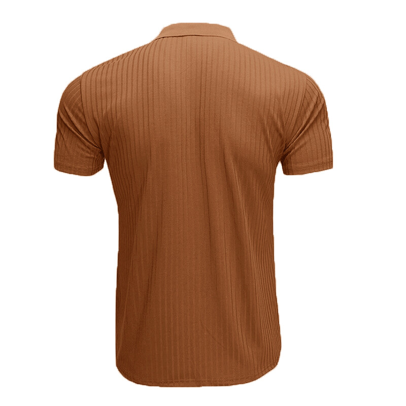 Mens Tee Short Sleeve T-Shirt Summer Ribbed Stretch Slim Fit Casual Blouse Tops gallery