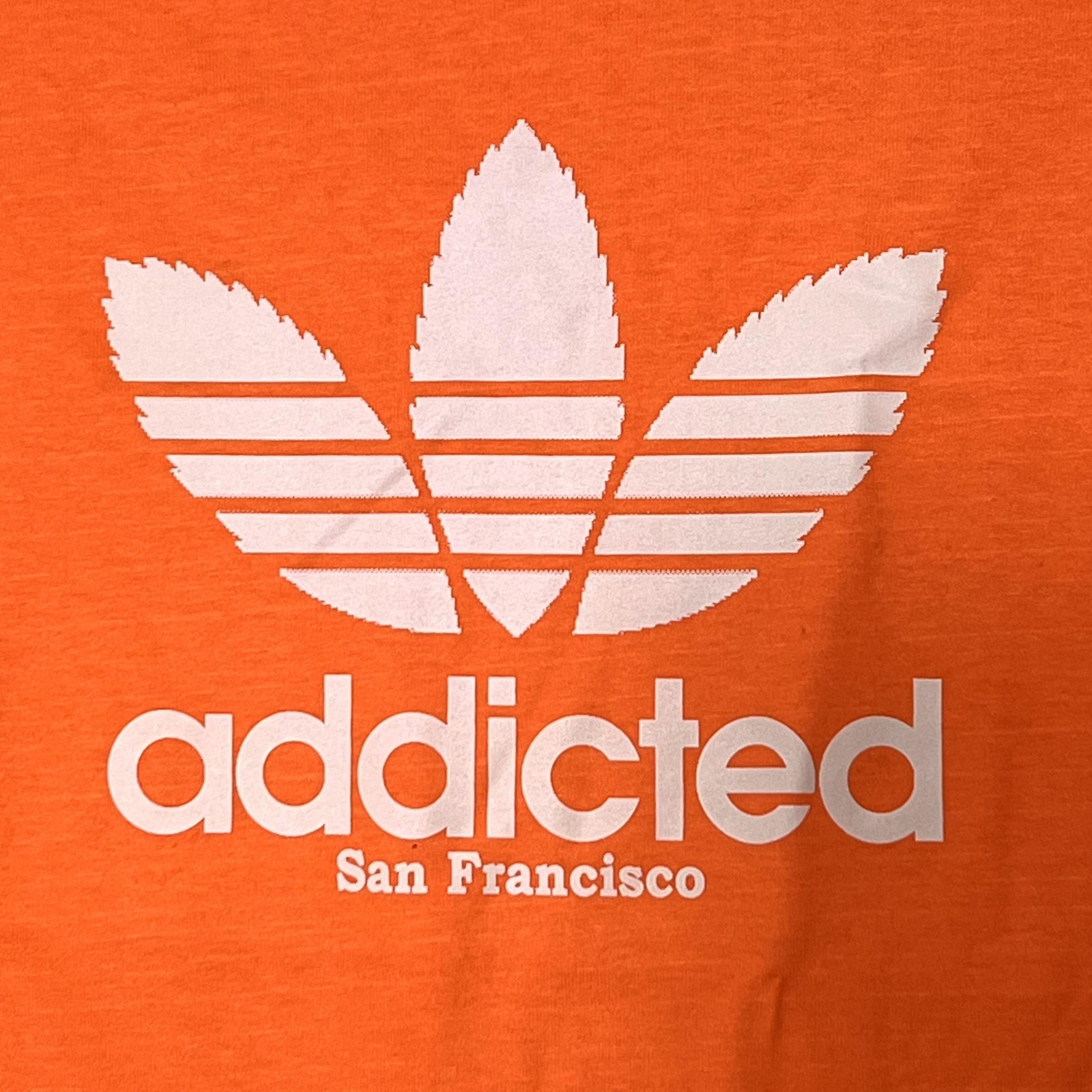 Addicted San Francisco Shirt Mens Medium Orange Parody Graphic Gildan Tee Logo gallery