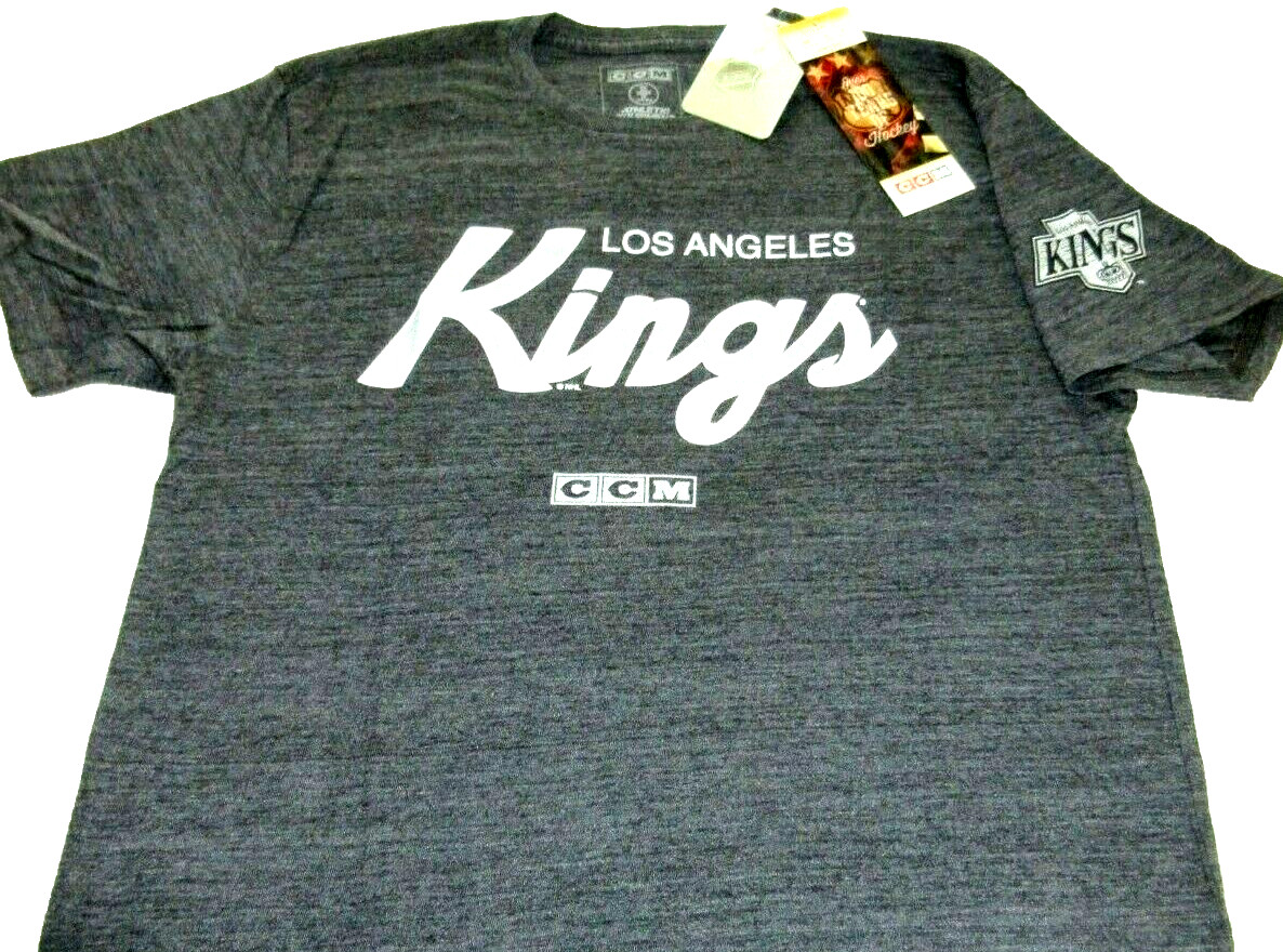 Men’s Los Angeles Kings NHL CCM SS Logo T Shirt Grey Silver White Size Small NWT