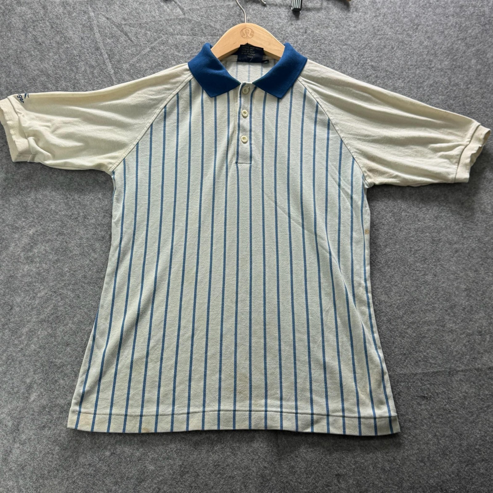 Slazenger Shirt Mens M White Striped Collared Polo Short Sleeve Logo Cotton y2k gallery