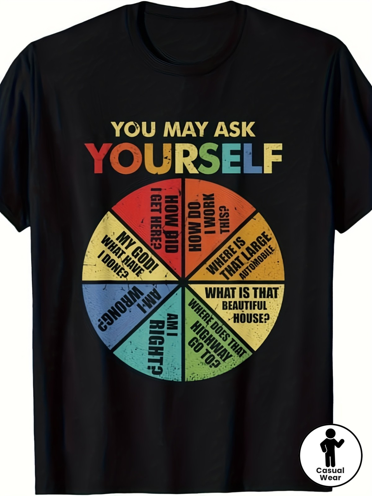 Unisex Crew Neck T-Shirt Featuring 80’S Music Retro Lyrics Pie Chart – Soft An
