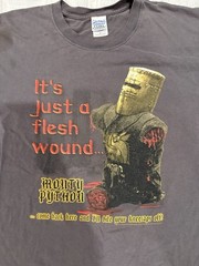 Vintage Monty Python “It’s Just a Flesh Wound” Movie T Shirt Large Black Y2K