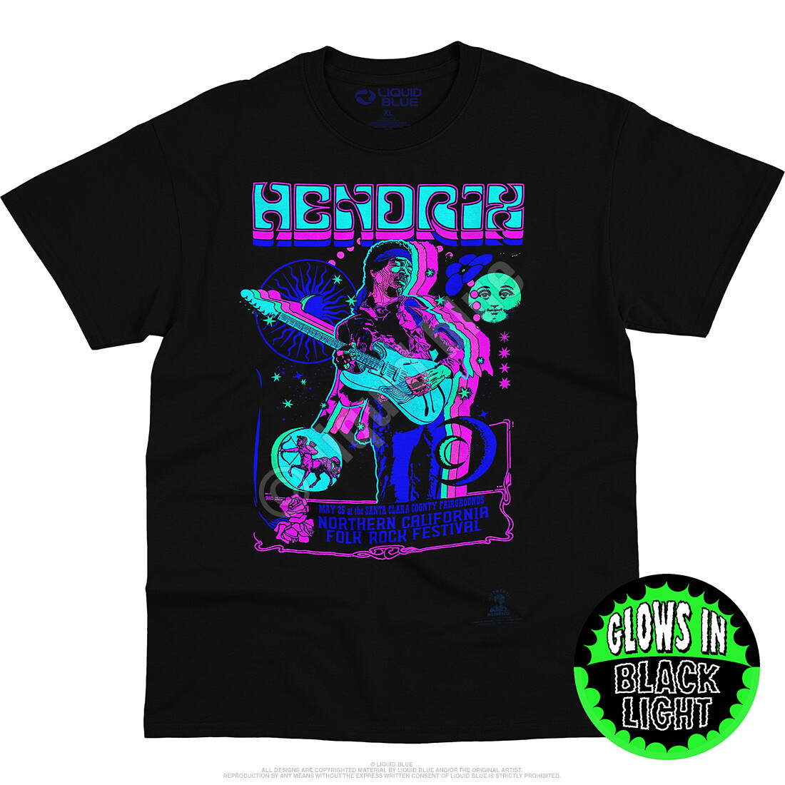 JIMI HENDRIX-GUITAR BLACKLIGHT-GLOWS BLACKLIGHT-T-SHIRT S-M-L-XL-2X,3X-4X-5X-6X gallery
