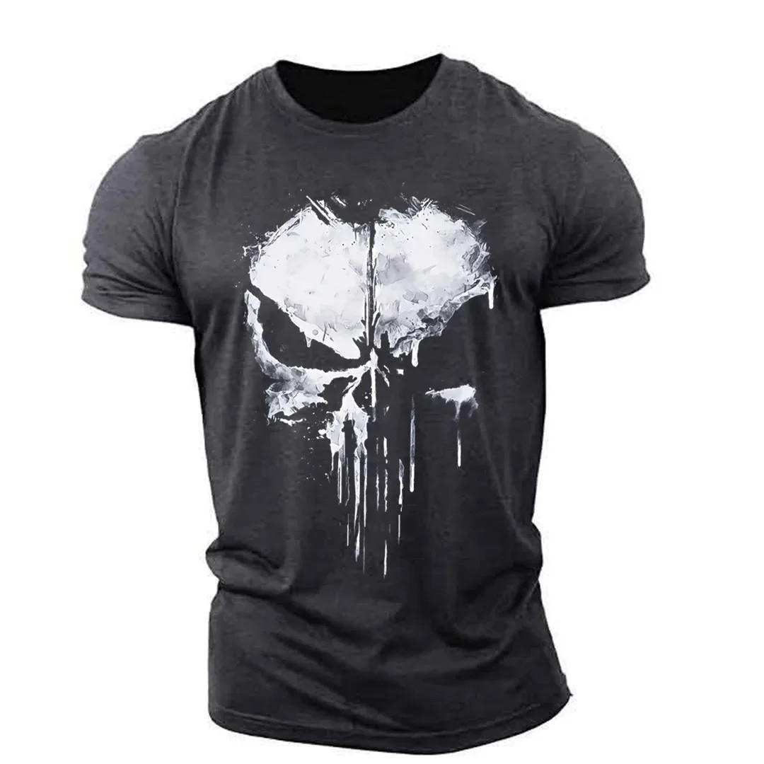 Punisher Skull Men’s T-Shirt Top Fitness Sportswear Stretch Breathable