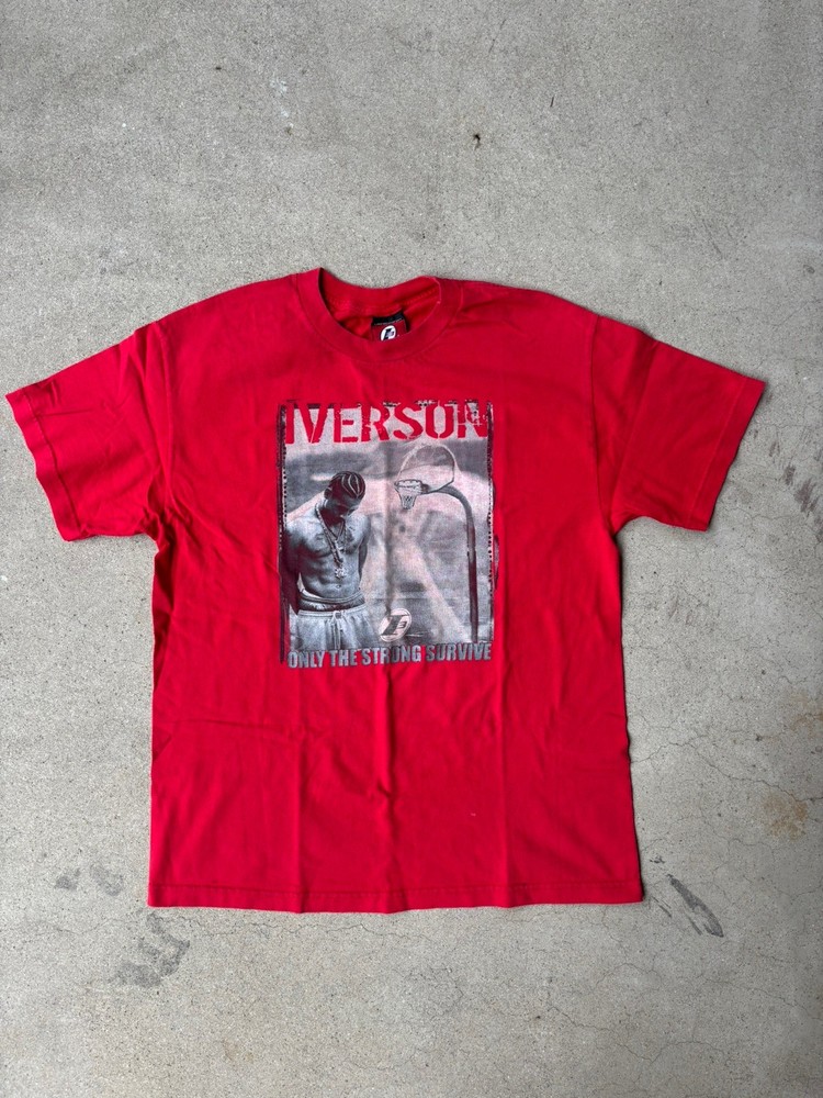 VINTAGE 01 ALLEN IVERSON REEBOK ONLY THE STRONG SURVIVE T SHIRT SZ 3XL VTG RARE