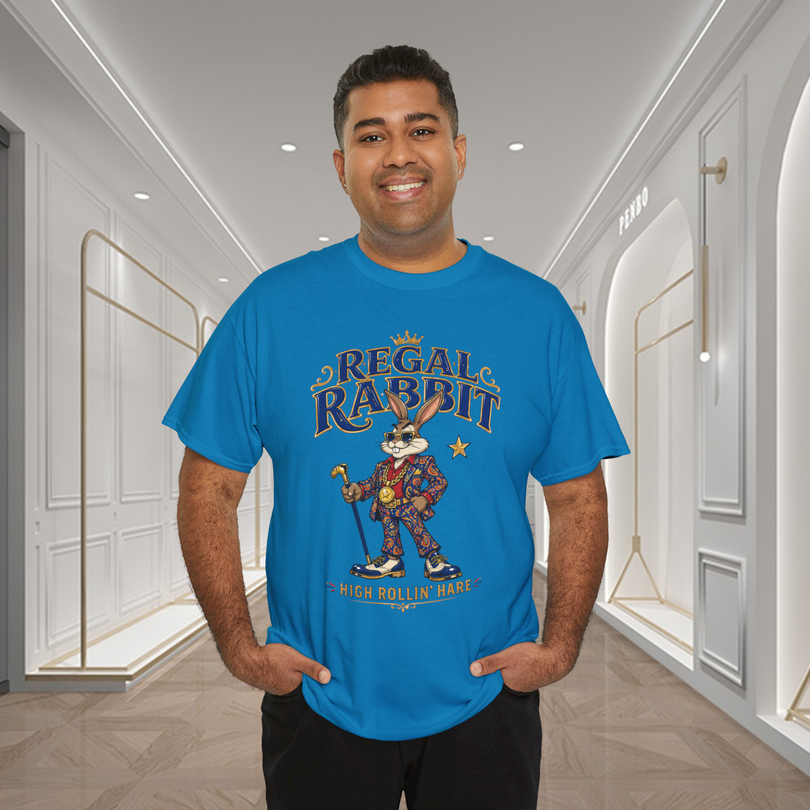 Regal Rabbit High Rollin Hare Cartoon Graphic T-Shirt