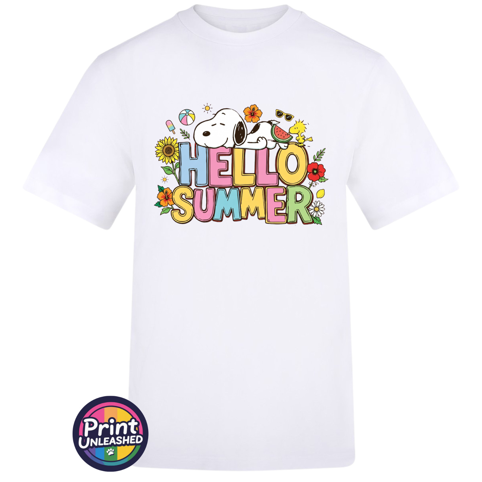 Hello Summer T-Shirt Unisex S-2XL AWDis Summer Beagle Tee Dog & Bird Top Gift gallery