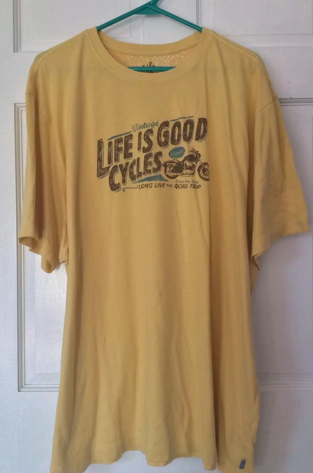 Life is Good Shirt Vintage Cycle Enjoy Ride Road Trip Semi Fitted XXL Yellow gallery