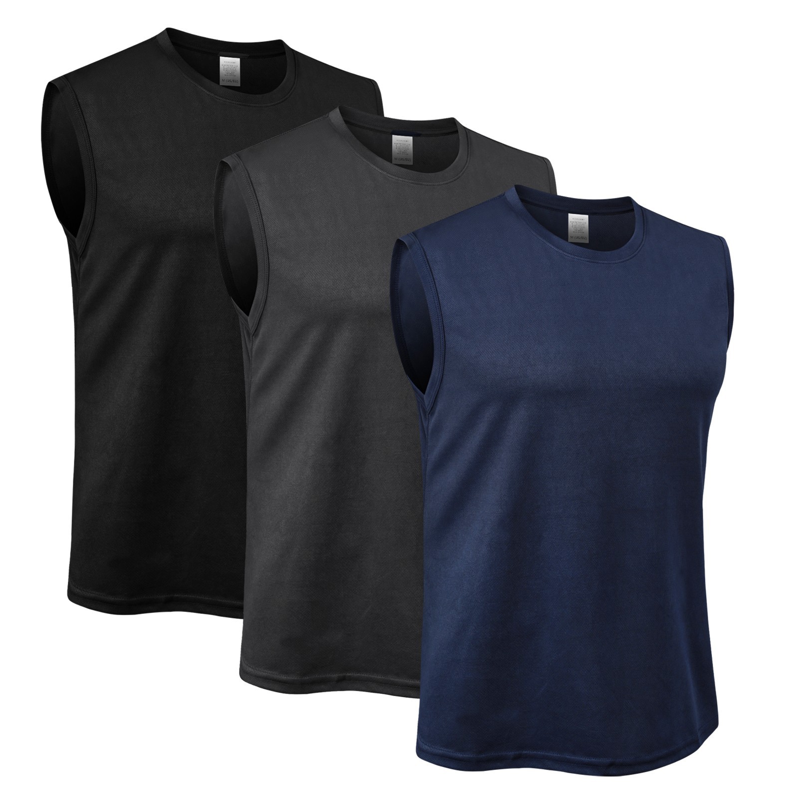 3 Pack Men Quick Dry Sleeveless Muscle Shirts Gym Summer Fitness Workout Running