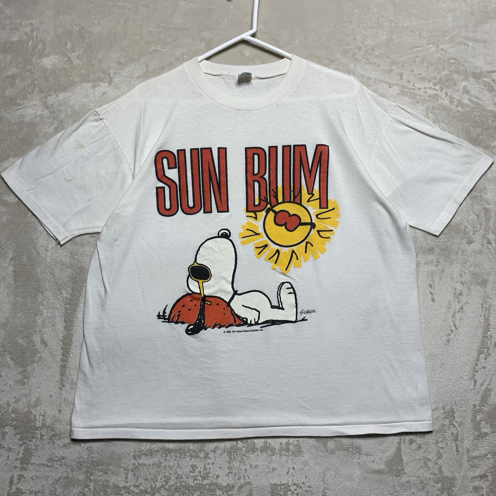 Vintage Snoopy Peanuts Sun Bum T Shirt XL Boxy Paper Thin Beach 70s 80s USA * gallery