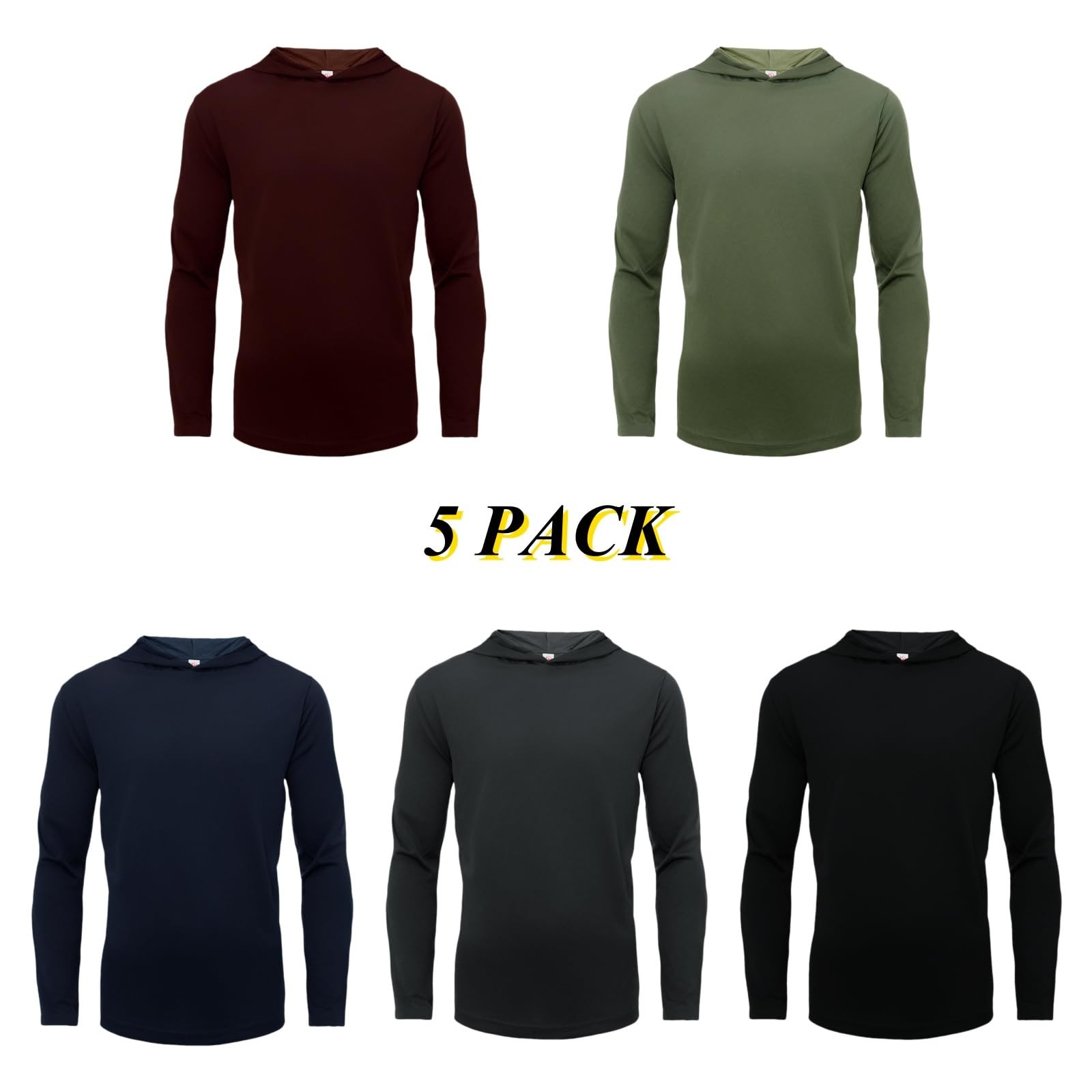 5 Pack Men's Hooded UPF 50+ Sun Protection T Shirts Breathable Long Sleeve At... gallery