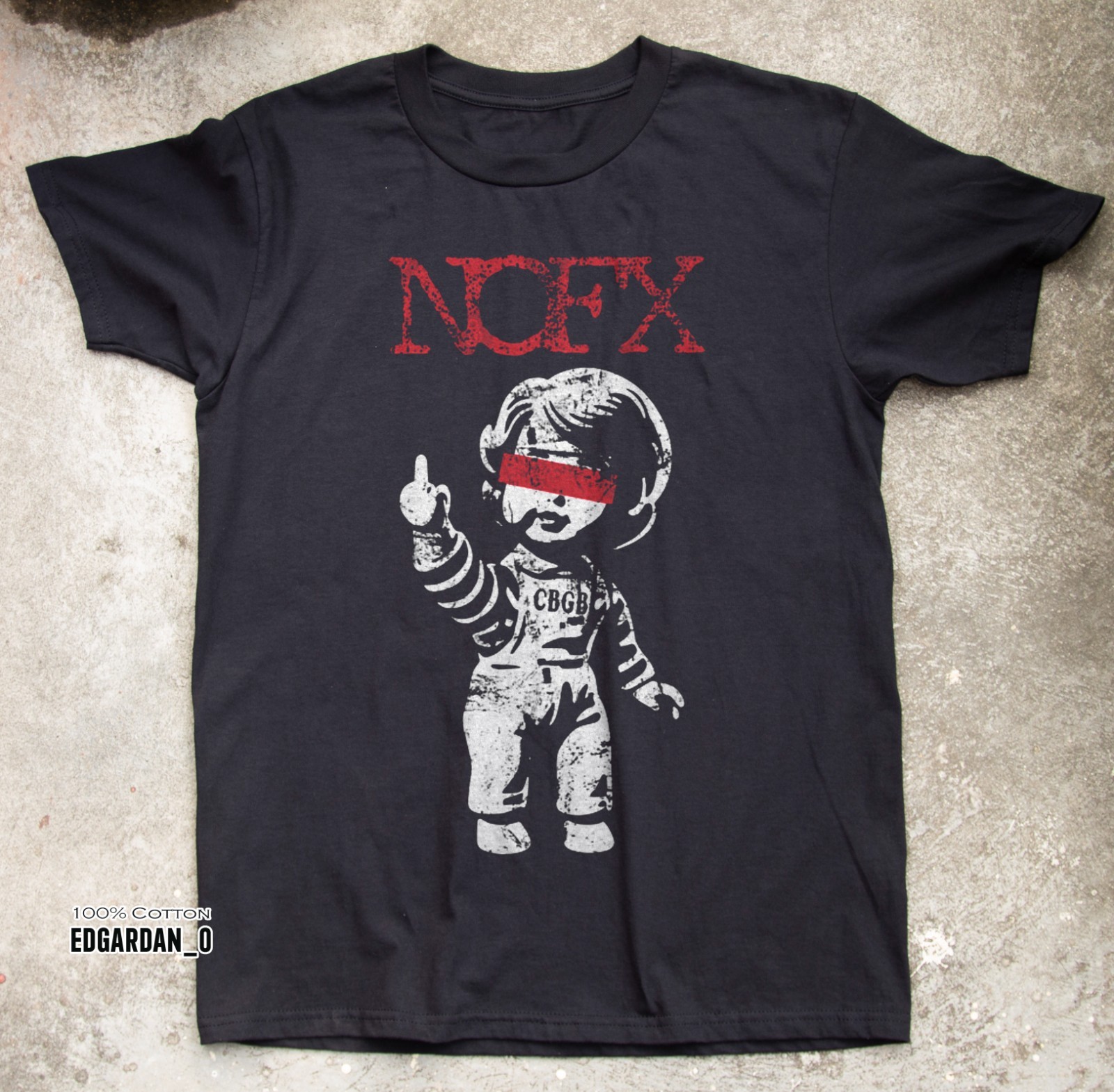Nofx Doll Middle Finger Punk Rock Black Unisex T-shirt Size S-5XL