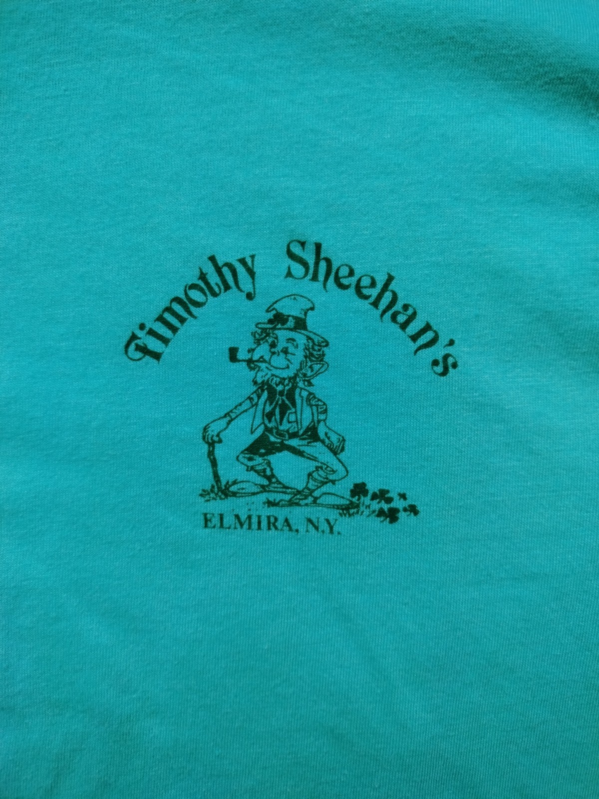 Vtg Timothy Sheehans Upstate NY Mint Green Mens L Tee USA Pit 19 Length 27 Flaws gallery