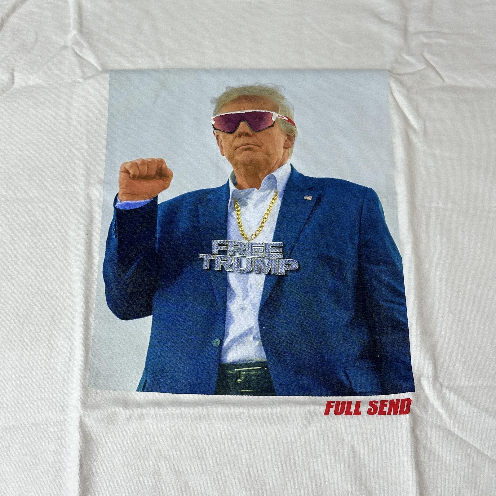 Full Send Free Trump Shirt Mens Medium White Political Graphic Tee Novelty gallery